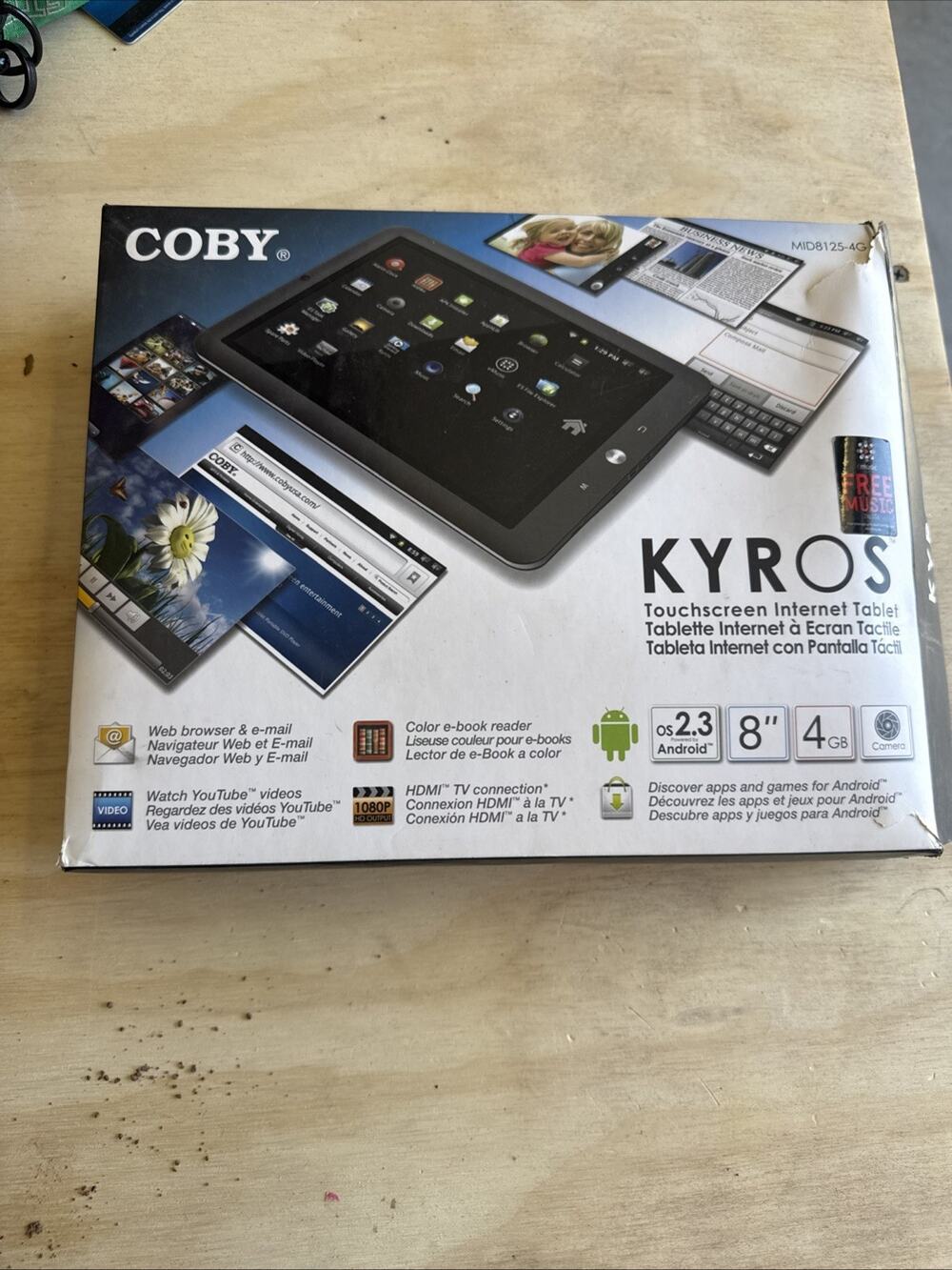 Coby Kyros MID7012-4G/ 8” Open Box